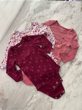 Carter's Baby Girls Long-Sleeve Bodysuit Set - Pink, Floral & Burgundy